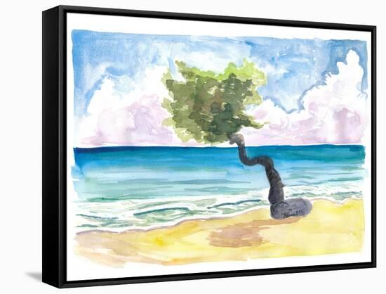 Tropical Eagle Beach in Aruba Dutch Caribbean-M. Bleichner-Framed Stretched Canvas