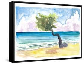 Tropical Eagle Beach in Aruba Dutch Caribbean-M. Bleichner-Framed Stretched Canvas