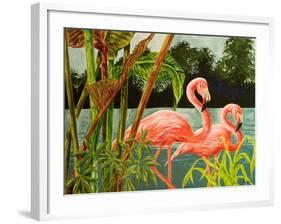 Tropical Flamingo II-Linda Baliko-Framed Art Print