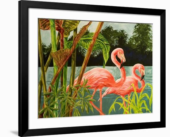 Tropical Flamingo II-Linda Baliko-Framed Art Print