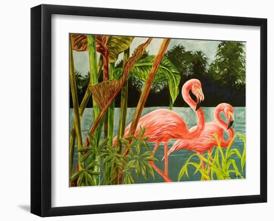 Tropical Flamingo II-Linda Baliko-Framed Art Print