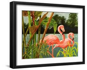 Tropical Flamingo II-Linda Baliko-Framed Art Print