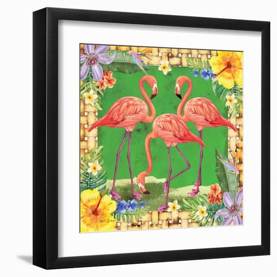 Tropical Flamingo Trio-Nicole DeCamp-Framed Art Print