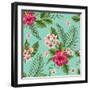 Tropical Floral Seamless Pattern with Plumeria and Hibiscus Flowers-hoverfly-Framed Art Print