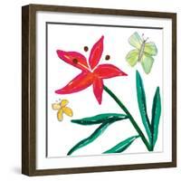 Tropical Flower Stem Butterflies-Jennifer McCully-Framed Art Print