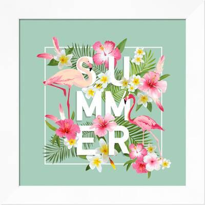 Download Tropical Flowers Background Summer Design Vector Flamingo T Shirt Fashion Graphic Exotic Posters Woodhouse Allposters Com
