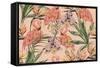 Tropical Flowers, Palm Leaves, Jungle Plants, Orchid, Bird of Paradise Flower, Pink Flamingos, Seam-NataliaKo-Framed Stretched Canvas