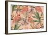 Tropical Flowers, Palm Leaves, Jungle Plants, Orchid, Bird of Paradise Flower, Pink Flamingos, Seam-NataliaKo-Framed Art Print