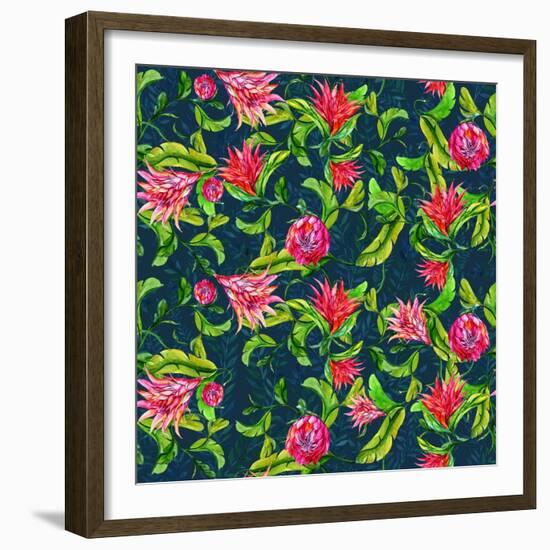 Tropical Flowers Pattern-Irina Trzaskos Studios-Framed Giclee Print