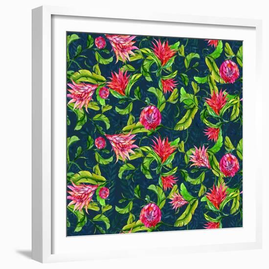 Tropical Flowers Pattern-Irina Trzaskos Studios-Framed Giclee Print