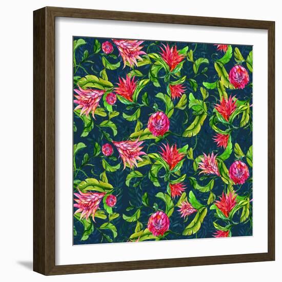 Tropical Flowers Pattern-Irina Trzaskos Studios-Framed Giclee Print