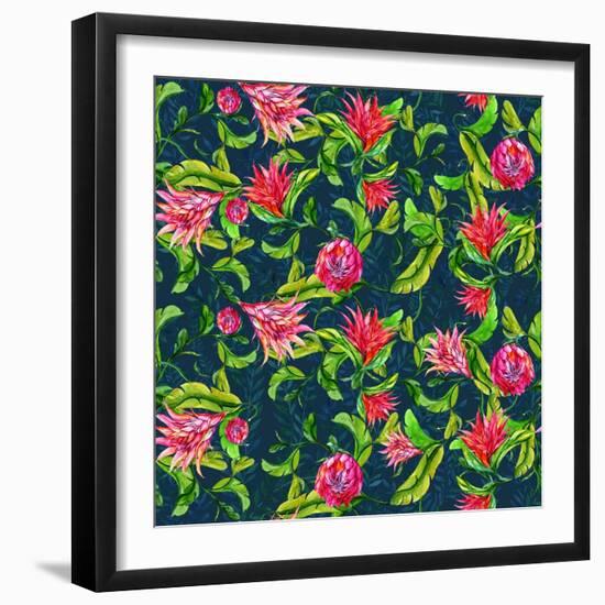 Tropical Flowers Pattern-Irina Trzaskos Studios-Framed Giclee Print