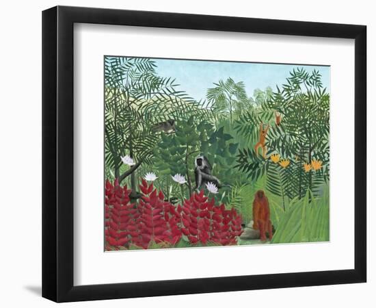 Tropical Forest with Monkeys, 1910-Henri Rousseau-Framed Giclee Print