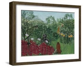 Tropical Forest with Monkeys, 1910-Henri Rousseau-Framed Art Print