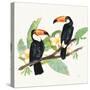 Tropical Fun Bird I Leaves-Harriet Sussman-Stretched Canvas