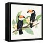 Tropical Fun Bird I Leaves-Harriet Sussman-Framed Stretched Canvas