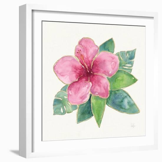 Tropical Fun Flowers III with Gold-Harriet Sussman-Framed Art Print