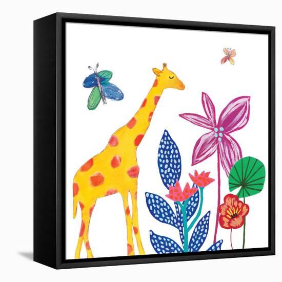 Tropical Giraffe-Jennifer McCully-Framed Stretched Canvas