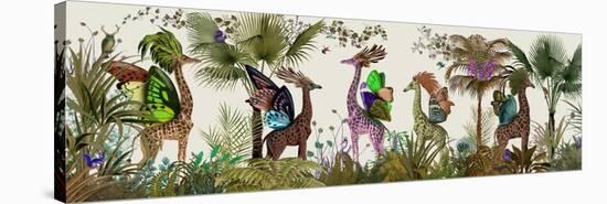 Tropical Giraffes, Moss-Fab Funky-Stretched Canvas