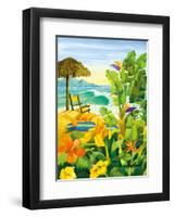Tropical Holiday - Beach Chair Ocean View - Hawaii - Hawaiian Islands-Robin Wethe Altman-Framed Art Print