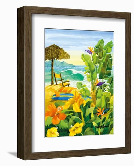 Tropical Holiday - Beach Chair Ocean View - Hawaii - Hawaiian Islands-Robin Wethe Altman-Framed Art Print