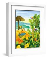 Tropical Holiday - Beach Chair Ocean View - Hawaii - Hawaiian Islands-Robin Wethe Altman-Framed Art Print