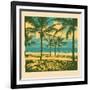 Tropical Idyllic Landscape with Palms Trees and Beach. Vector Illustration.-jumpingsack-Framed Art Print