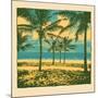 Tropical Idyllic Landscape with Palms Trees and Beach. Vector Illustration.-jumpingsack-Mounted Art Print