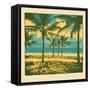 Tropical Idyllic Landscape with Palms Trees and Beach. Vector Illustration.-jumpingsack-Framed Stretched Canvas