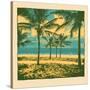 Tropical Idyllic Landscape with Palms Trees and Beach. Vector Illustration.-jumpingsack-Stretched Canvas