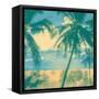 Tropical Idyllic Landscape with Palms Trees and Beach. Vector Illustration.-jumpingsack-Framed Stretched Canvas