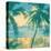 Tropical Idyllic Landscape with Palms Trees and Beach. Vector Illustration.-jumpingsack-Stretched Canvas