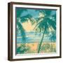 Tropical Idyllic Landscape with Palms Trees and Beach. Vector Illustration.-jumpingsack-Framed Art Print