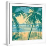 Tropical Idyllic Landscape with Palms Trees and Beach. Vector Illustration.-jumpingsack-Framed Art Print