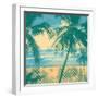 Tropical Idyllic Landscape with Palms Trees and Beach. Vector Illustration.-jumpingsack-Framed Art Print