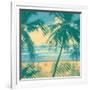 Tropical Idyllic Landscape with Palms Trees and Beach. Vector Illustration.-jumpingsack-Framed Art Print