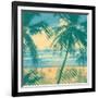 Tropical Idyllic Landscape with Palms Trees and Beach. Vector Illustration.-jumpingsack-Framed Art Print