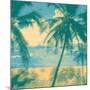 Tropical Idyllic Landscape with Palms Trees and Beach. Vector Illustration.-jumpingsack-Mounted Art Print
