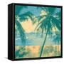 Tropical Idyllic Landscape with Palms Trees and Beach. Vector Illustration.-jumpingsack-Framed Stretched Canvas