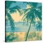 Tropical Idyllic Landscape with Palms Trees and Beach. Vector Illustration.-jumpingsack-Stretched Canvas