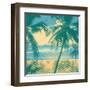 Tropical Idyllic Landscape with Palms Trees and Beach. Vector Illustration.-jumpingsack-Framed Art Print