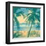 Tropical Idyllic Landscape with Palms Trees and Beach. Vector Illustration.-jumpingsack-Framed Art Print