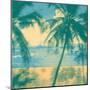 Tropical Idyllic Landscape with Palms Trees and Beach. Vector Illustration.-jumpingsack-Mounted Art Print