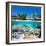 Tropical Island above and Bellow Water-BlueOrange Studio-Framed Photographic Print