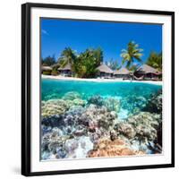 Tropical Island above and Bellow Water-BlueOrange Studio-Framed Photographic Print