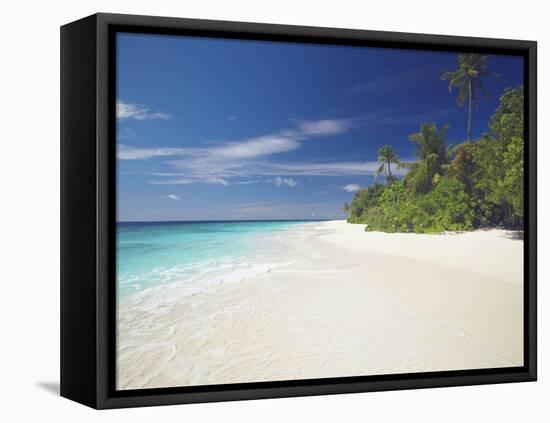 Tropical Island and Lagoon, Maldives, Indian Ocean, Asia-Sakis Papadopoulos-Framed Stretched Canvas