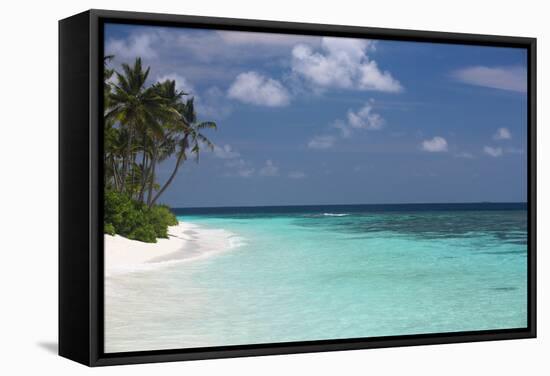 Tropical Island and Lagoon, Maldives, Indian Ocean, Asia-Sakis Papadopoulos-Framed Stretched Canvas