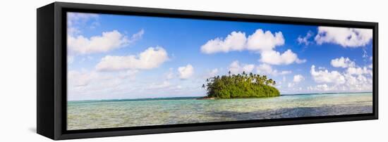 Tropical Island of Motu Taakoka Covered in Palm Trees in Muri Lagoon, Cook Islands, Pacific-Matthew Williams-Ellis-Framed Stretched Canvas