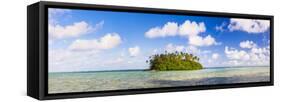 Tropical Island of Motu Taakoka Covered in Palm Trees in Muri Lagoon, Cook Islands, Pacific-Matthew Williams-Ellis-Framed Stretched Canvas