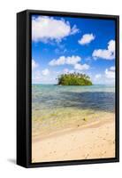 Tropical Island of Motu Taakoka Covered in Palm Trees in Muri Lagoon, Rarotonga, Cook Islands-Matthew Williams-Ellis-Framed Stretched Canvas